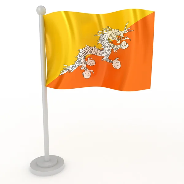 Illustration Flagga Bhutan Vit Bakgrund — Stockfoto