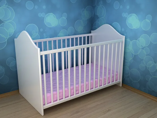 Иллюстрация Кровати Ребенка Спальной Комнате — стоковое фото