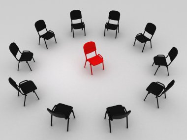 Illustration of many chairs standing round one clipart