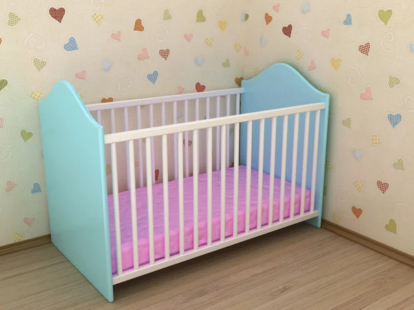 Illustratie Van Een Bed Voor Het Kind Een Slaapkamer — Stockfoto