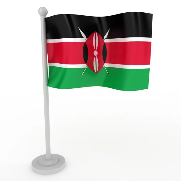 Kenya Nın Bayrak Beyaz Zemin Üzerinde Gösterimi — Stok fotoğraf