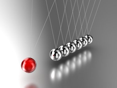 Illustration of the hanging pendulum from seven spheres clipart