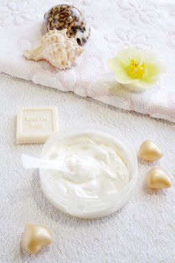 Natural cream-scrab for face and body care, close up clipart