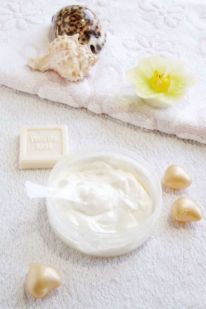 Natural cream-scrab for face and body care, close up