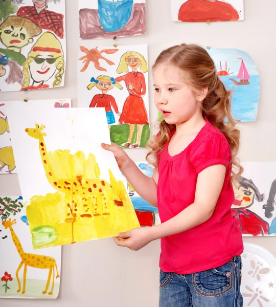 Serious child paint picture. — Stock Photo, Image