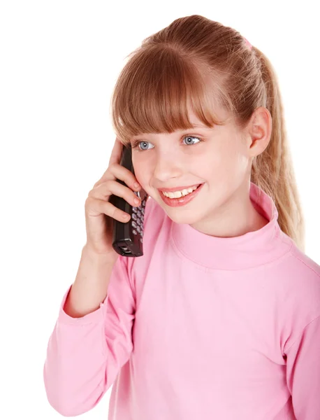 Chica feliz con teléfono móvil . — Foto de Stock