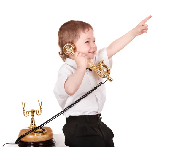 Conversa de criança por telefone . — Fotografia de Stock
