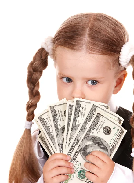 Trauriges Kind mit Geld. — Stockfoto