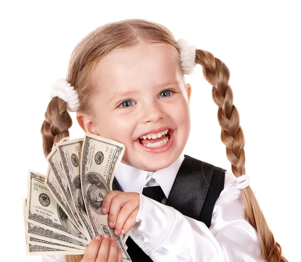 Glada barn med pengar dollar. — Stockfoto
