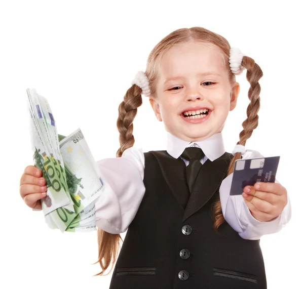 Happy child with money and credut card. — Stock Photo, Image