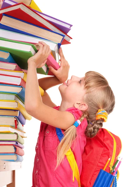 Bambino con mucchio di libri . — Foto Stock