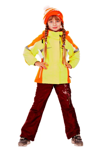 Girl in autumn orange hat and sport jacket. — Stock Photo, Image