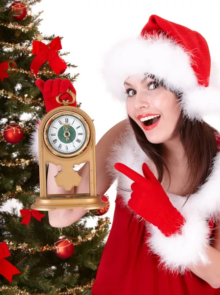 알람 시계와 함께 크리스마스와 전나무 트리. — 스톡 사진