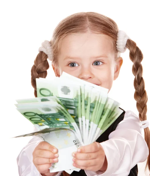 Niño feliz con dinero euro . —  Fotos de Stock