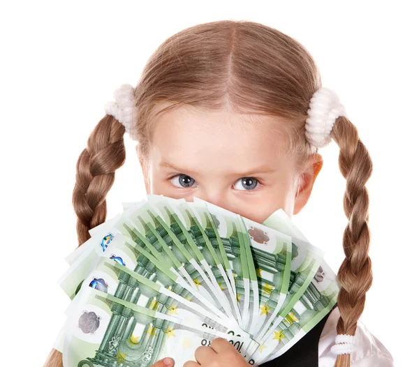 Glada barn med pengar euro. — Stockfoto