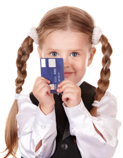 stock image Happy child with credit card.