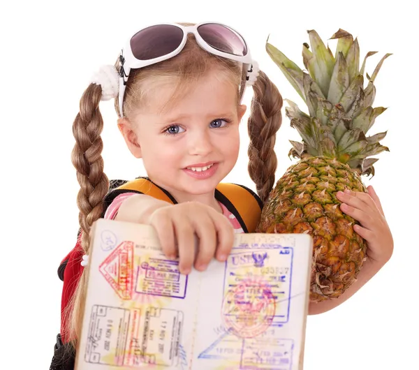 Child holding international passport. — Stock Photo, Image