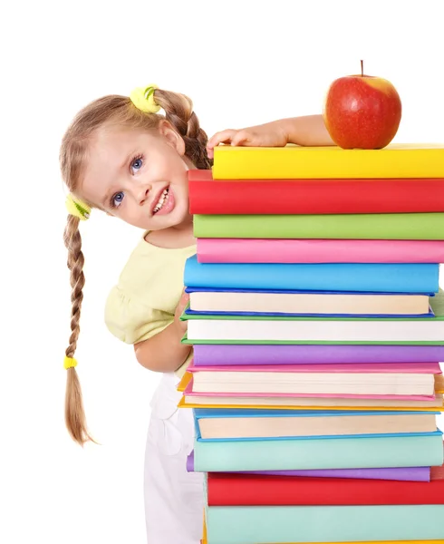 Παιδί εκμετάλλευση σωρό των βιβλίων. — Φωτογραφία Αρχείου