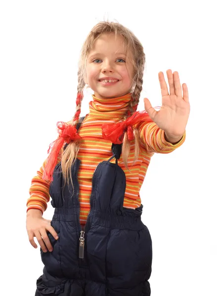 Kind im orangefarbenen Hemd. — Stockfoto
