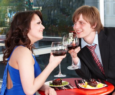 Couple on date in restaurant. clipart