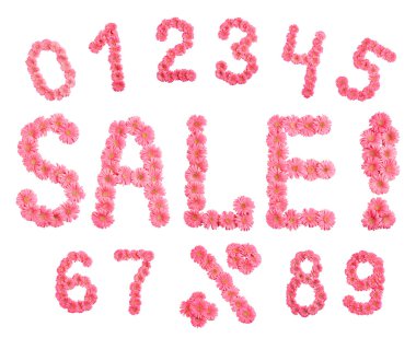 Sale and numbers's set of flowers. clipart