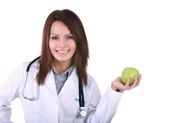 Портрет лікаря з яблуком . — стокове фото