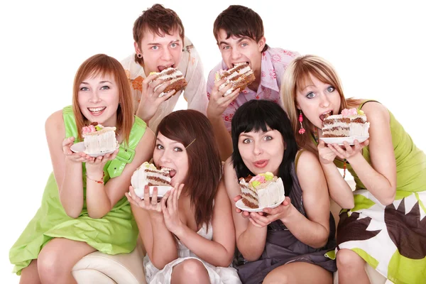 Grupo de jóvenes felices con pastel . —  Fotos de Stock