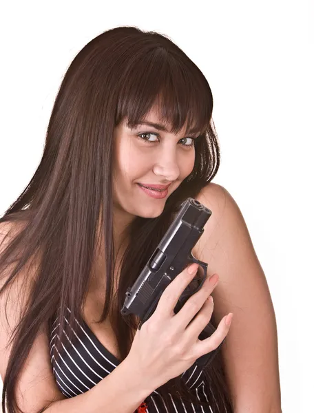 Krásné mladé ženy s pistolí. — Stock fotografie