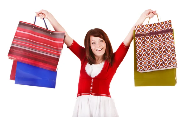 Shopping Girl mit Gruppentasche. — Stockfoto
