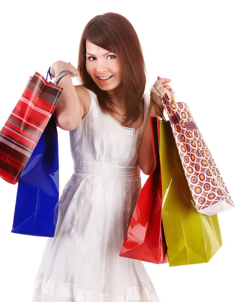 Shopping fille avec sac de groupe . — Photo