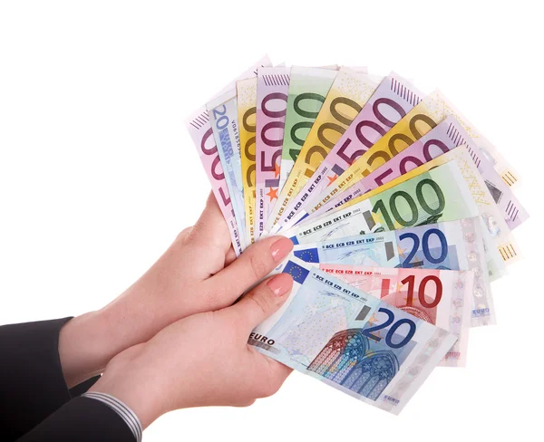 Money euro in hand. — Stock Photo, Image