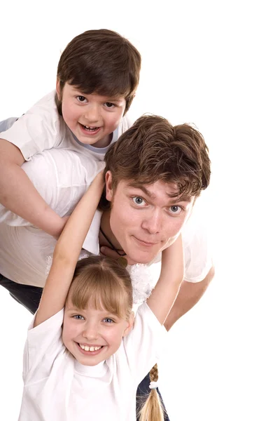 행복 한 가족 아버지와 두 아이. — 스톡 사진