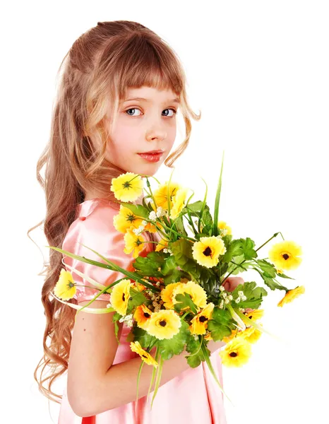 Krásná dívka s květinou jara. — Stock fotografie