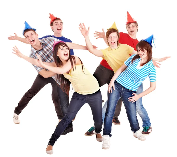 Gruppe Jugendlicher mit Partyhut. — Stockfoto