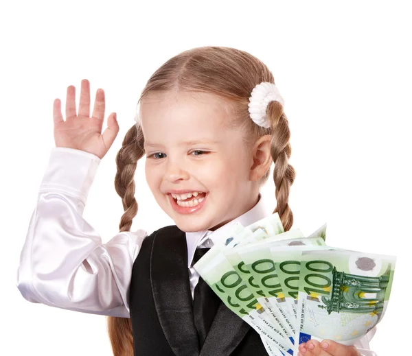 Šťastné dítě s penězi a credut kartou. — Stock fotografie