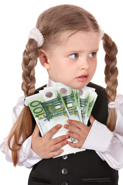 Θλιβερό παιδί με χρήματα ευρώ. — Φωτογραφία Αρχείου