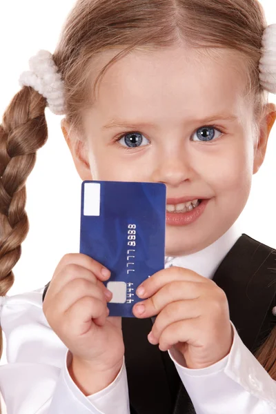 stock image Happy child with credit card.