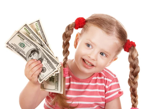 Ευτυχισμένο παιδί με χρήματα Δολάριο. — Φωτογραφία Αρχείου
