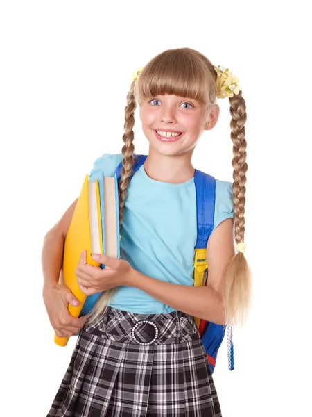 Kitap tutan sırt çantası ile kız öğrenci. — Stok fotoğraf