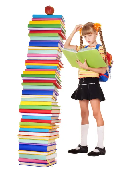 Niño con pila de libros . —  Fotos de Stock