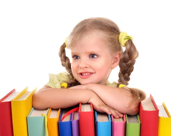 Niño sosteniendo pila de libros . —  Fotos de Stock