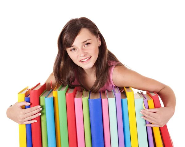 Kupac színes könyv lány . — Stock Fotó