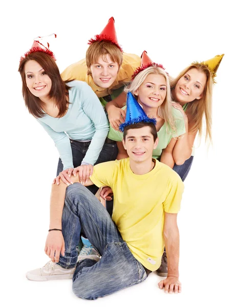 Groupe de jeunes en chapeau de fête . — Photo