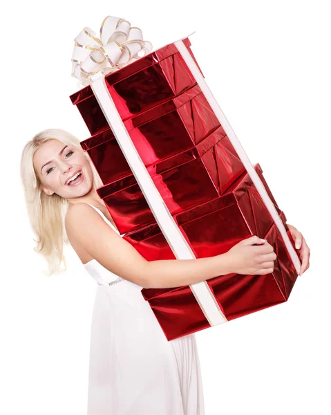Девушка держит коробку подарков  .. — стоковое фото