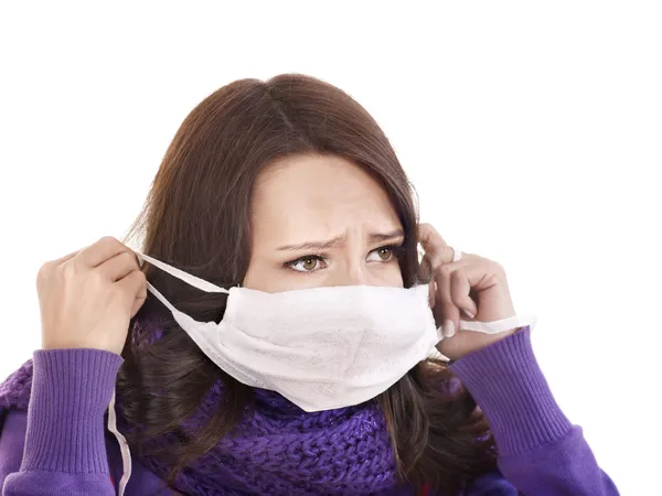 Chica enferma en máscara médica . —  Fotos de Stock
