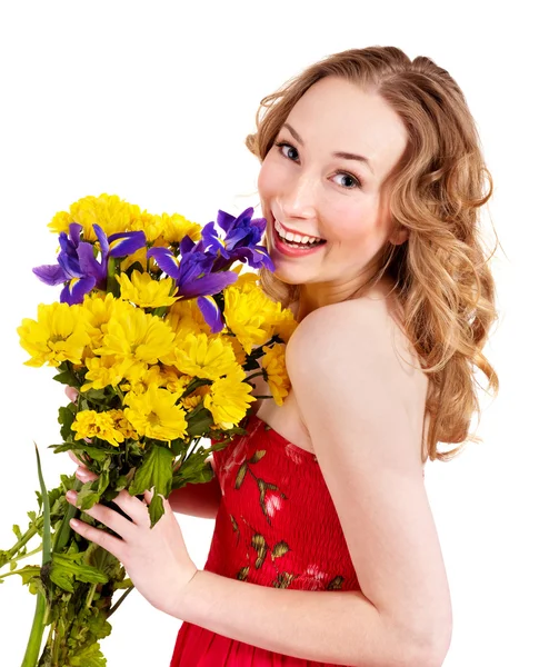 Молодая женщина с цветами. — стоковое фото
