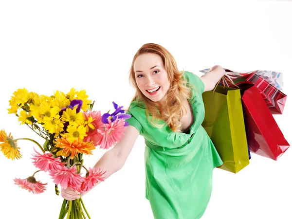 Mujer joven con bolsa de compras. — Foto de Stock