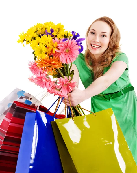 Young woman with shopping bag. — Stock Photo, Image