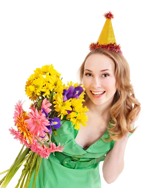 Young woman in party hat. — Stock Photo, Image