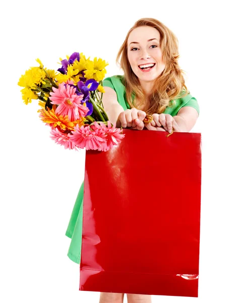 Young woman with shopping bag. — Stock Photo, Image